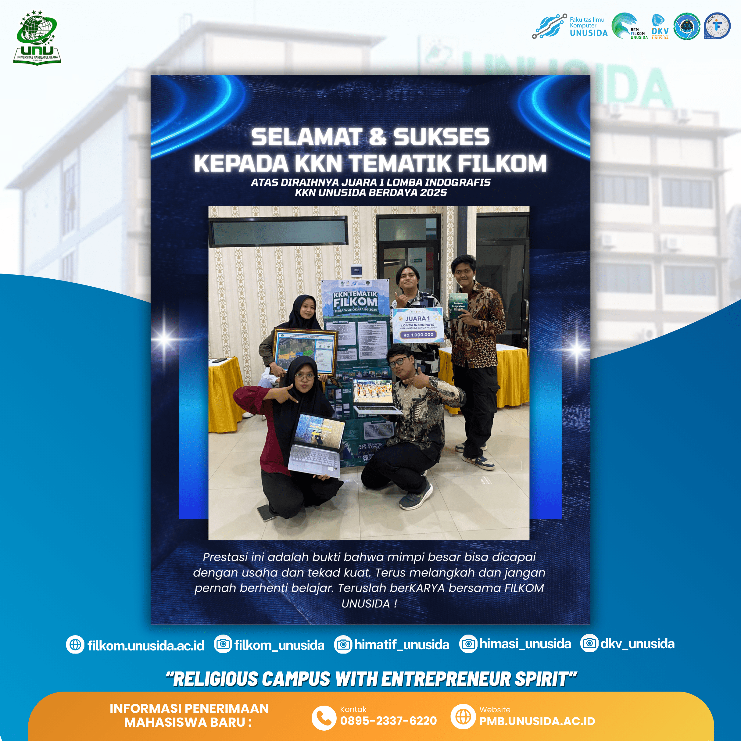 KKN TEMATIK FILKOM Juara 1 Lomba Infografis KKN UNUSIDA BERDAYA 2025